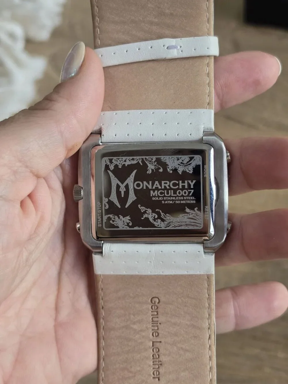 Monarchy Union Jack NWT Watch Leather Strap MOP Dial Digital Display MCUL007